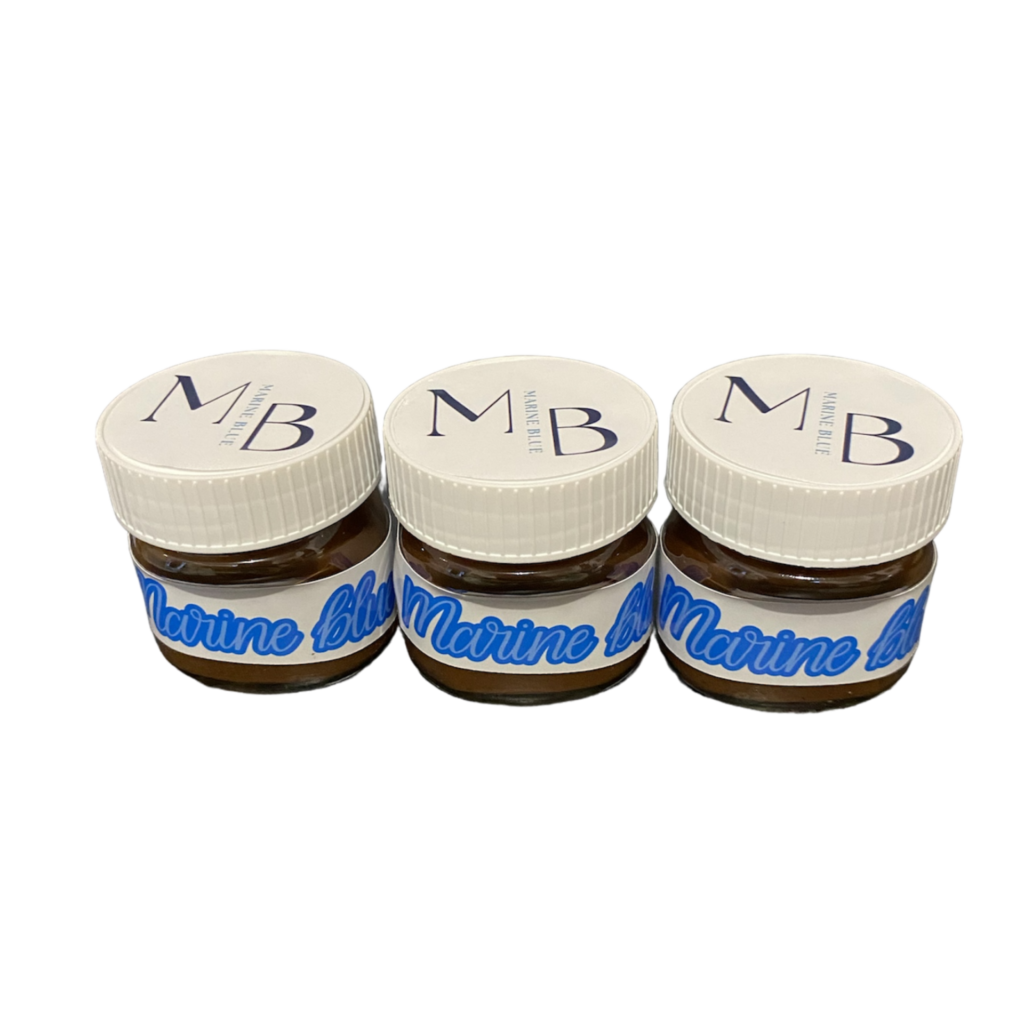 papeteir personnalisée petis pots de nutella pour la villa Marine Blue en Martinique